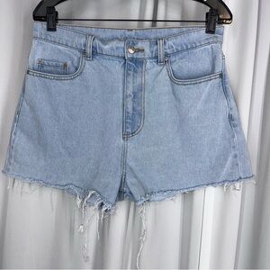 Rhythm High Rise Distressed Denim Shorts Women’s US Sz 10 Light Wash Exc. Cond.